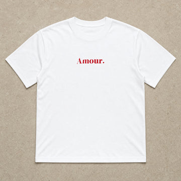 Rufus Packshot 2026 · Le Basique · Imprimé « Amour. » · Blanc