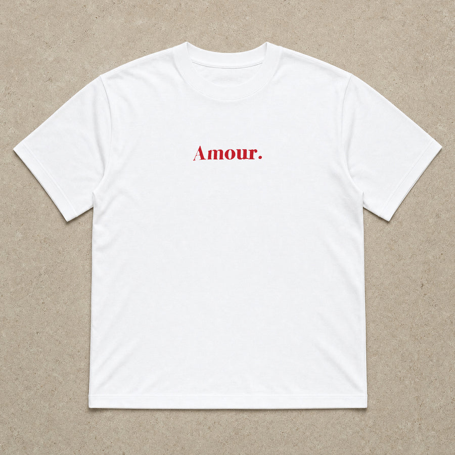 Rufus Packshot 2026 · Le Basique · Imprimé « Amour. » · Blanc