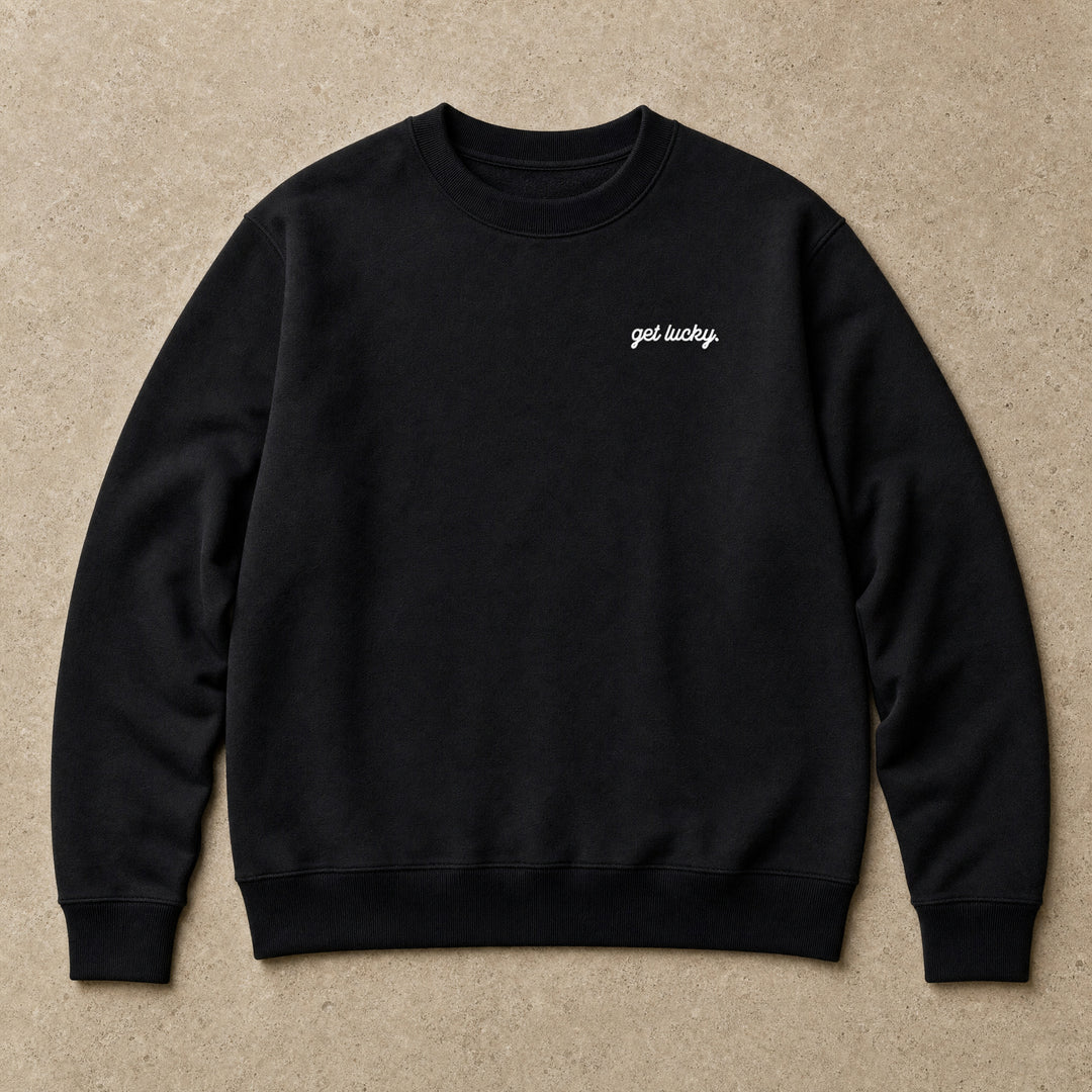 Rufus Packshot 2026 · Le Classique · Brodé « Get lucky. » · Noir