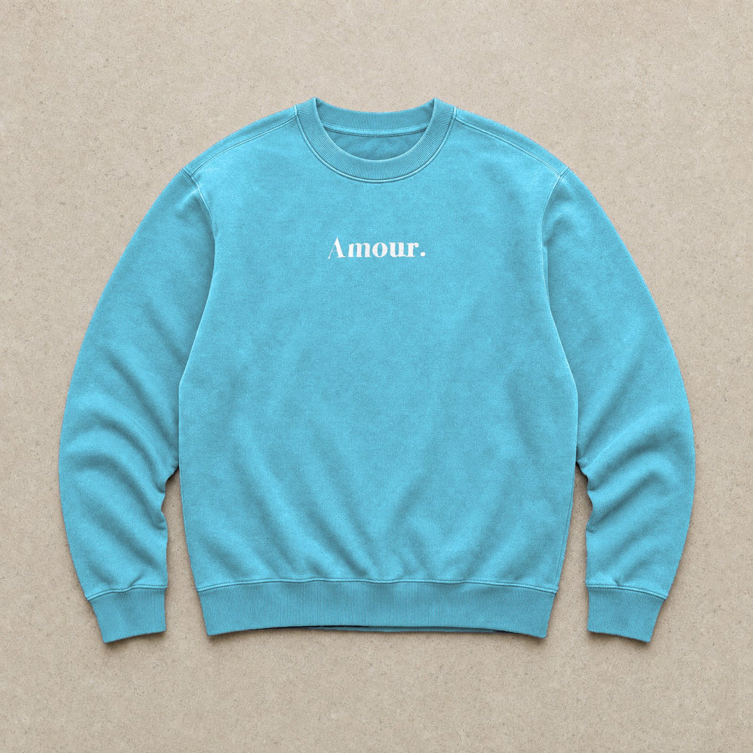 Rufus Packshot 2026 · Le Classique · Imprimé « Amour. » · Bleu gris