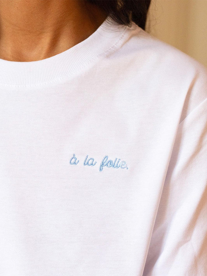 T-Shirt À la folie Blanc Logo Bleu