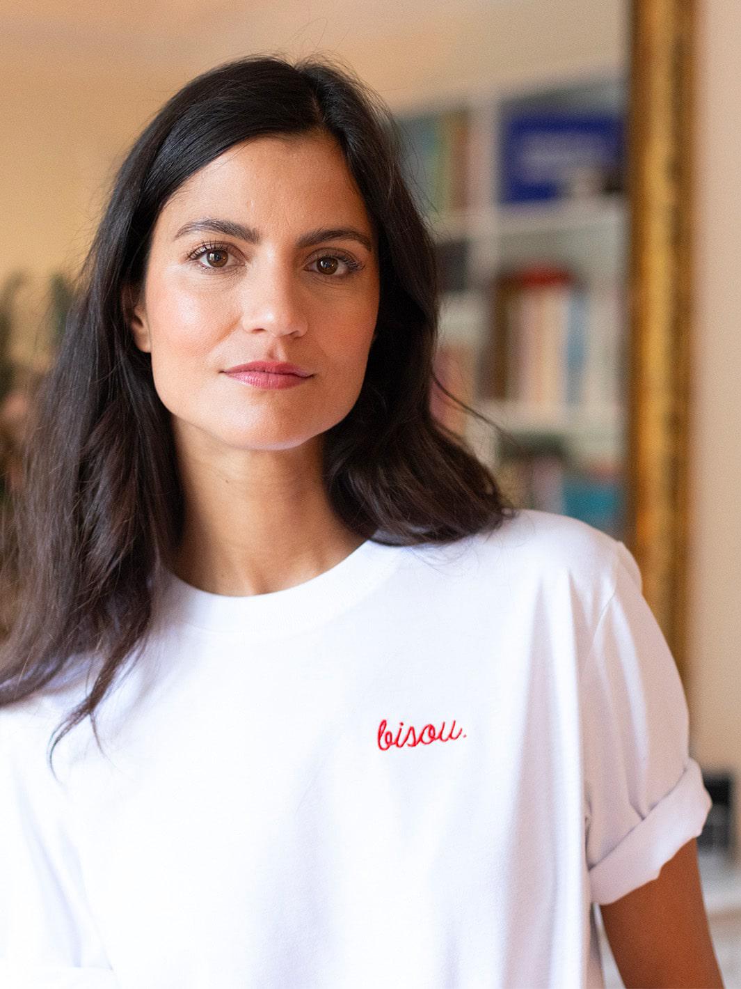 T-Shirt Bisou Blanc Logo Rouge