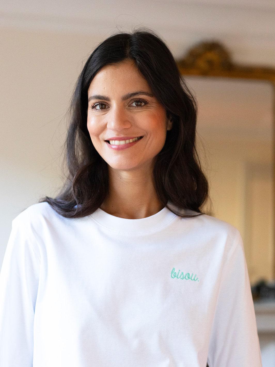 T-Shirt Bisou Blanc Logo Vert