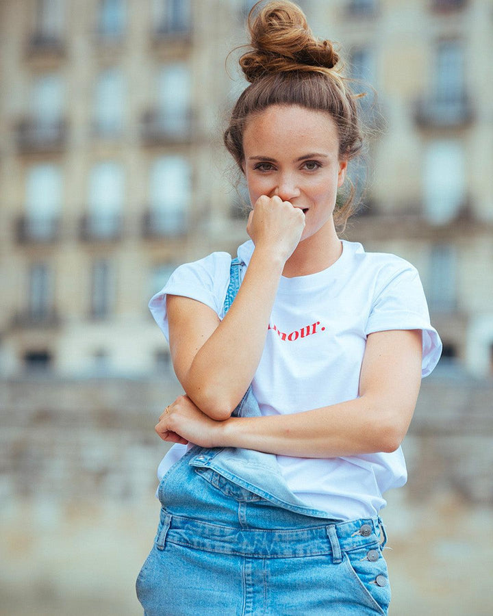 T-Shirt Blanc Amour Imprimé Rouge