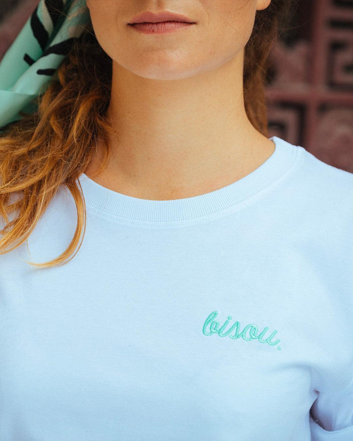 T-Shirt Blanc Bisou Brodé Vert
