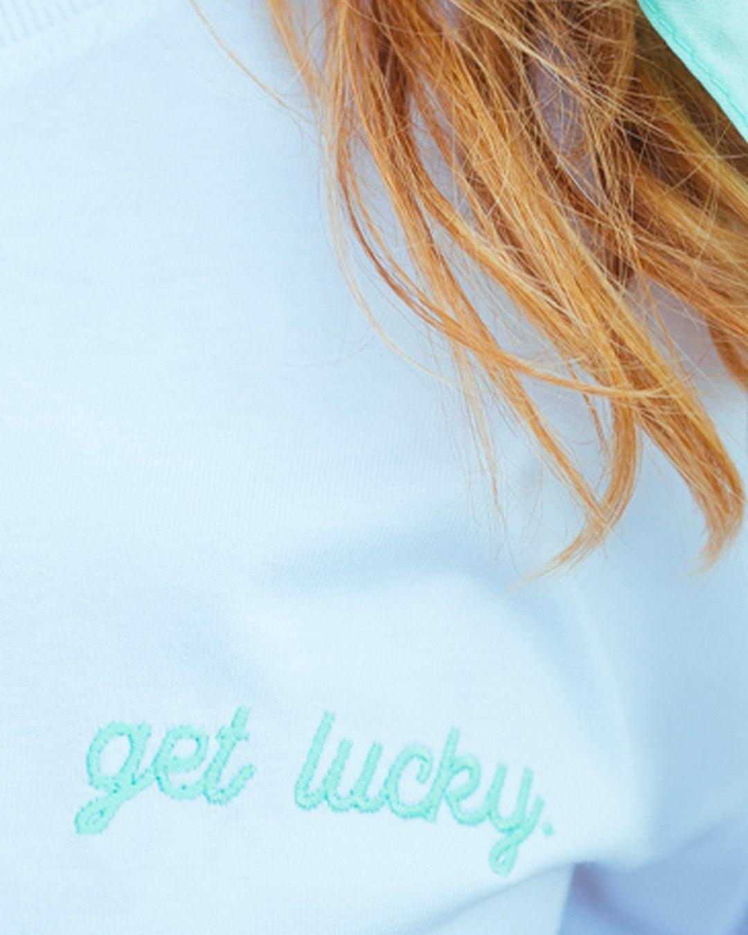 T-Shirt Get Lucky Blanc Logo Vert detail