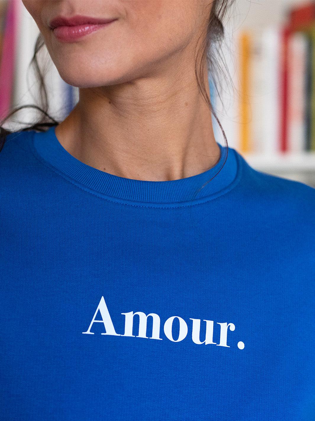 Le Classique "Amour." bleu imprimé blanc F-Rufus Paris