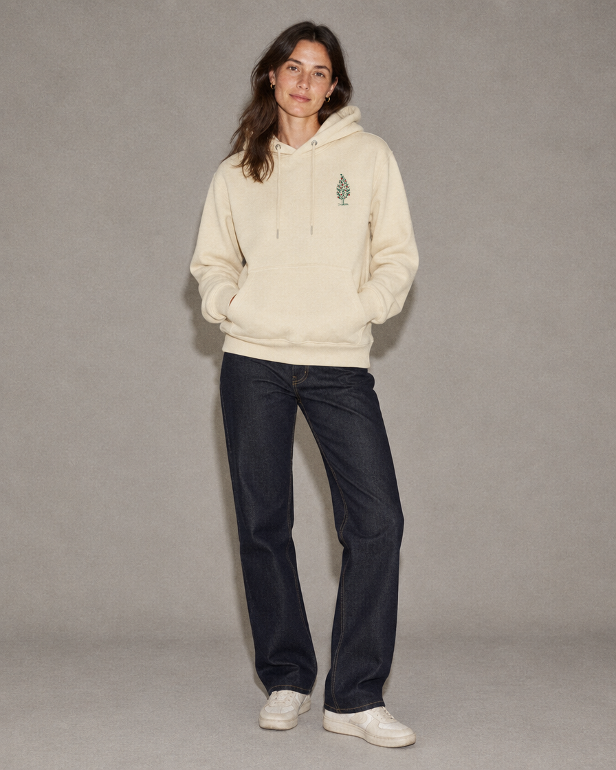 Alpes 1984 · L'Hivernal · Le Sweat à capuche · porté studio de face