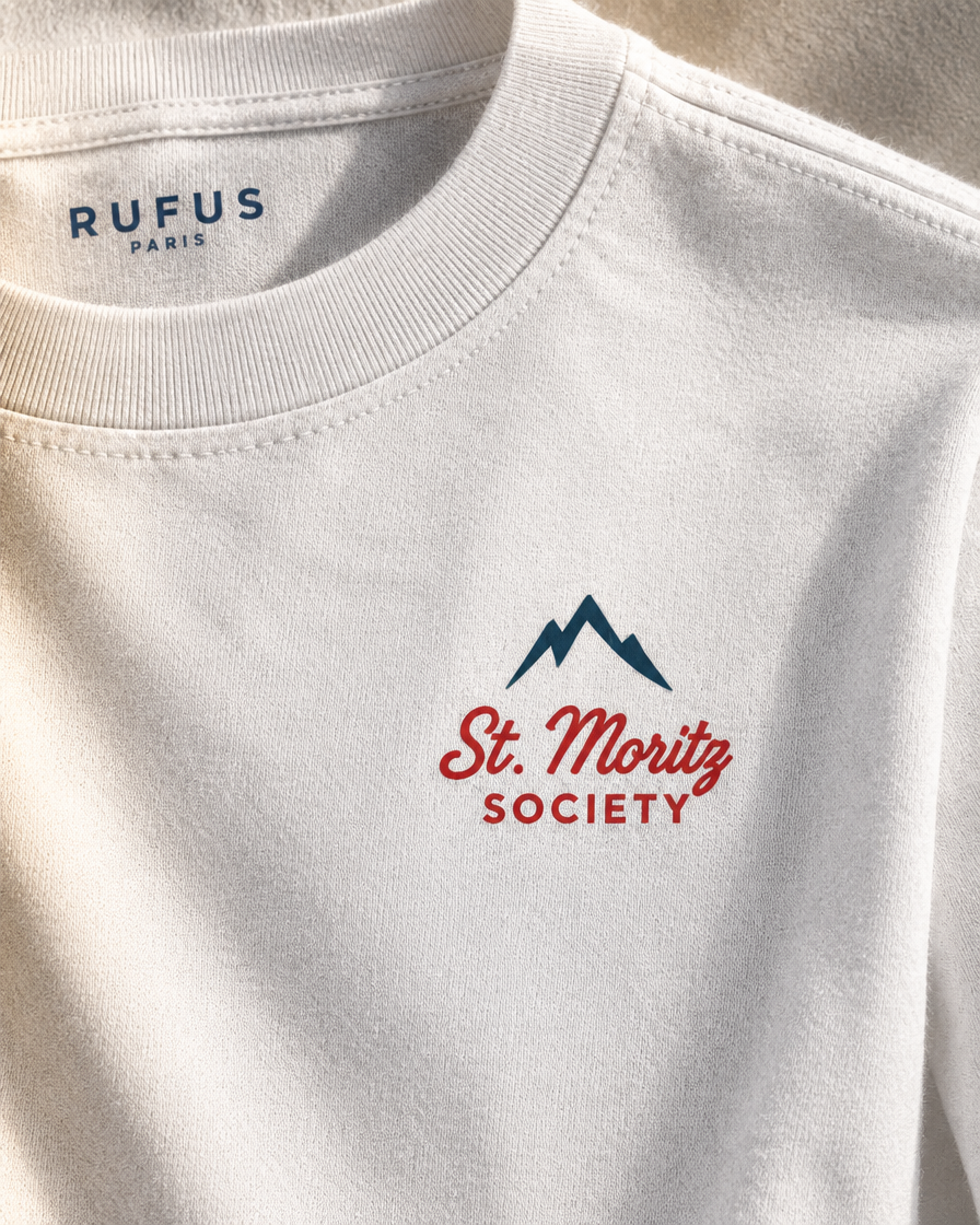 Alpes 1984 · St. Moritz Society · Manches longues · macro coton, col et motif