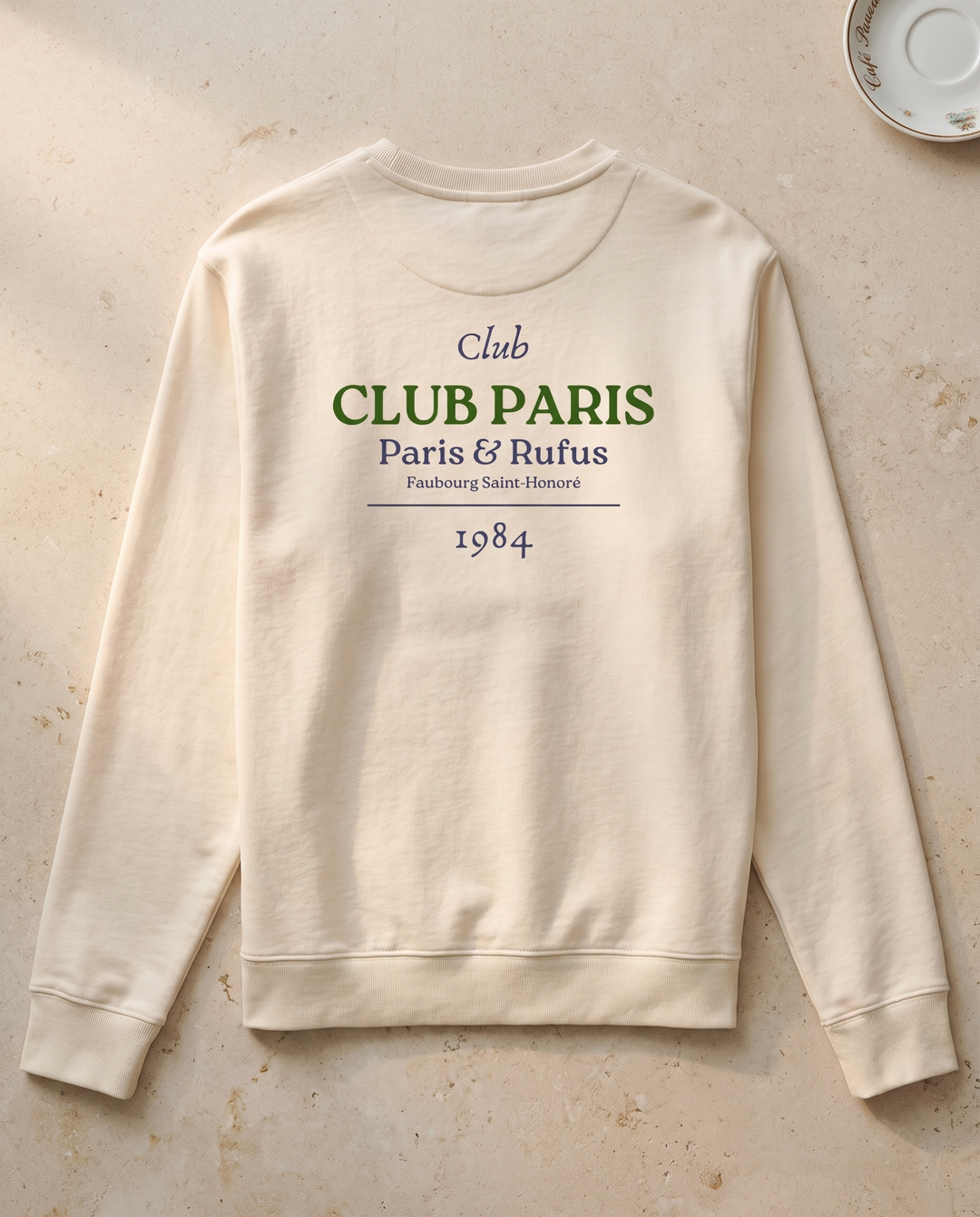 Paris 1984 · Club Paris · Le Sweat · packshot éditorial · dos