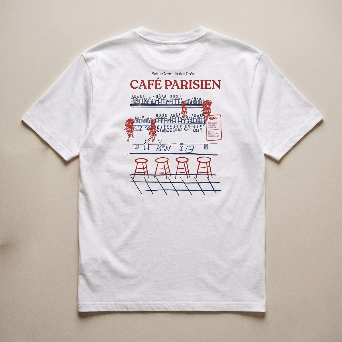 Paris 1984 · Café Paris · Le T-Shirt · packshot éditorial · dos