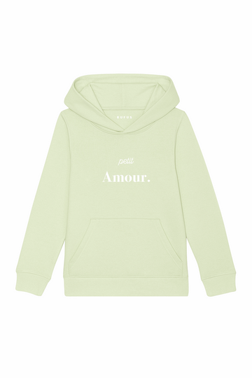 Sweat enfant vert pomme Le Petit Iconique, « petit Amour. » brodé sur le coeur
