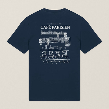 Paris 1984 · Café Paris · Le T-Shirt · Bleu marine · dos · photo couleur 2026-09-30 · cafe-parisien-tshirt-bleu-marine-dos