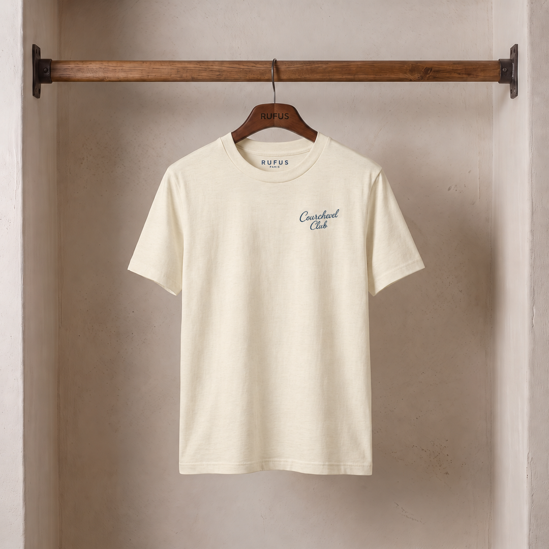 Alpes 1984 · Courchevel Club · Le T-Shirt · Écru · devant · photo couleur 2026-09-30 · courchevel-ecru