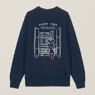 Paris 1984 · La Parisienne · Le Sweat · Bleu marine · dos · photo couleur 2026-09-30 · la-parisienne-pull-bleu-marine-dos