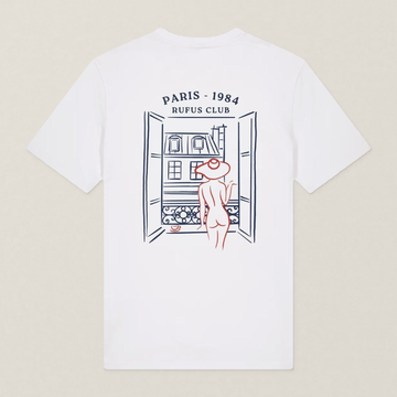 Paris 1984 · La Parisienne · Le T-Shirt · Blanc · motif rouge · dos · photo couleur 2026-09-30 · la-parisienne-tshirt-blanc-motif-rouge-dos