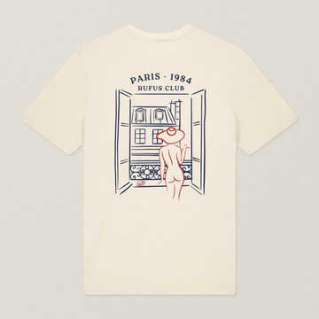 Paris 1984 · La Parisienne · Le T-Shirt · Écru · motif rouge · dos · photo couleur 2026-09-30 · la-parisienne-tshirt-ecru-motif-rouge-dos
