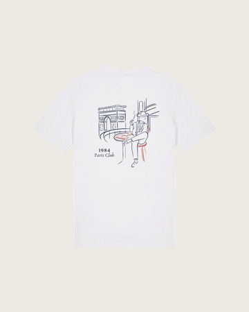 Paris 1984 · Le Parisien · Le T-Shirt · Blanc · motif rouge · dos · photo couleur 2026-09-30 · le-parisien-blanc-motif-rouge-dos