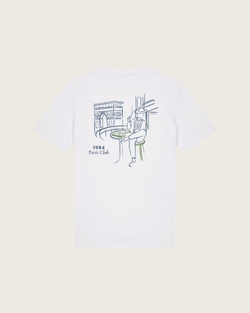 Paris 1984 · Le Parisien · Le T-Shirt · Blanc · motif vert · dos · photo couleur 2026-09-30 · le-parisien-blanc-motif-vert-dos