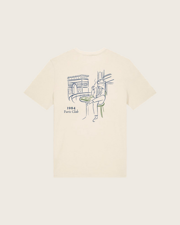 Paris 1984 · Le Parisien · Le T-Shirt · Écru · motif vert · dos · photo couleur 2026-09-30 · le-parisien-ecru-motif-vert-dos