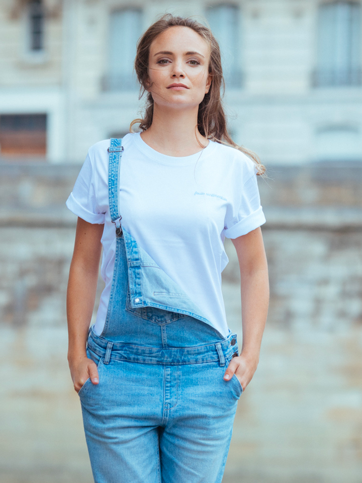 T-Shirt Foule Sentimentale Blanc Logo Bleu