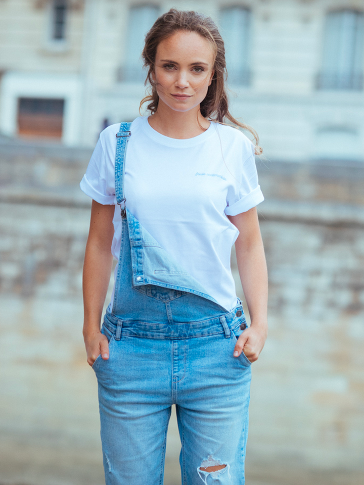 T-Shirt Foule Sentimentale Blanc Logo Bleu