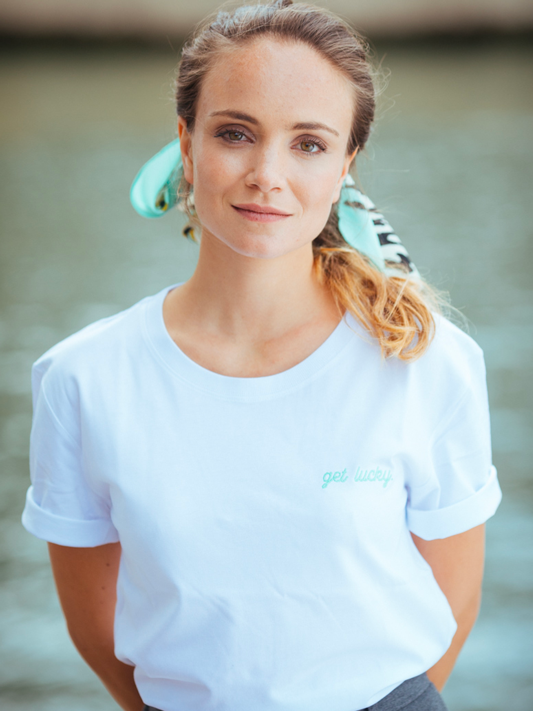 T-Shirt Get Lucky Blanc Logo Vert