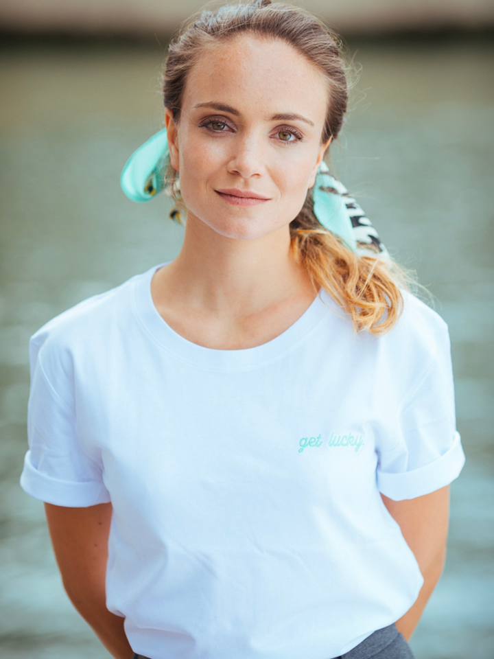 T-Shirt Get Lucky Blanc Logo Vert
