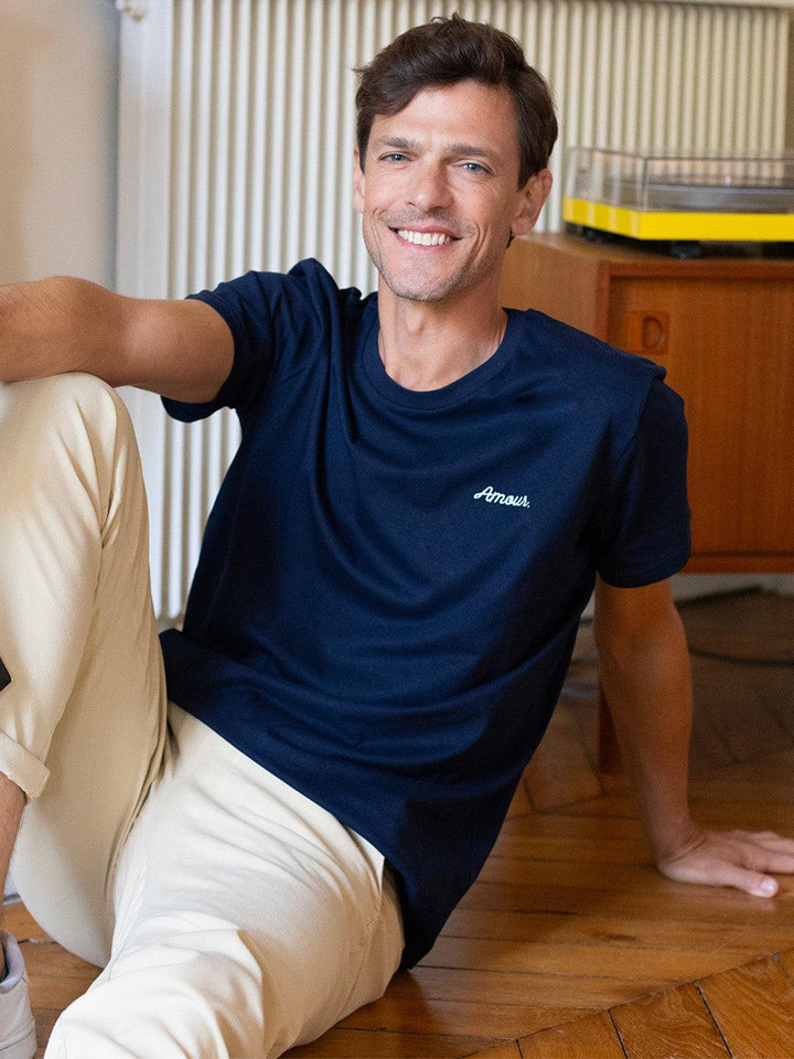 Le Basique T-Shirt Brodé Bleu Marine