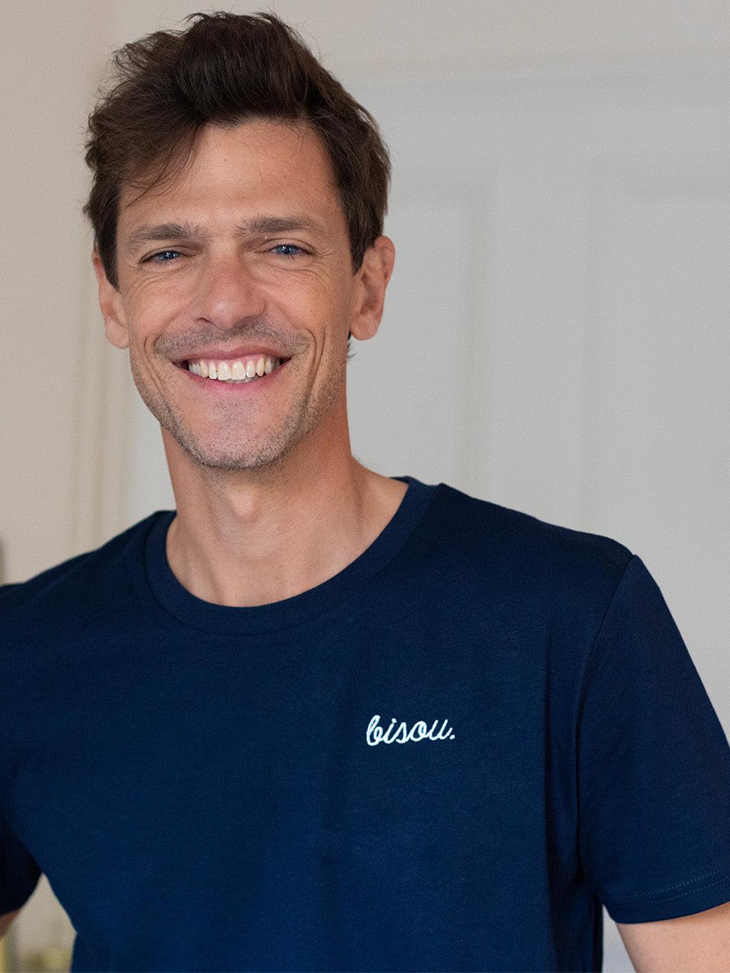 T-Shirt Bisou Bleu marine Logo Blanc dos