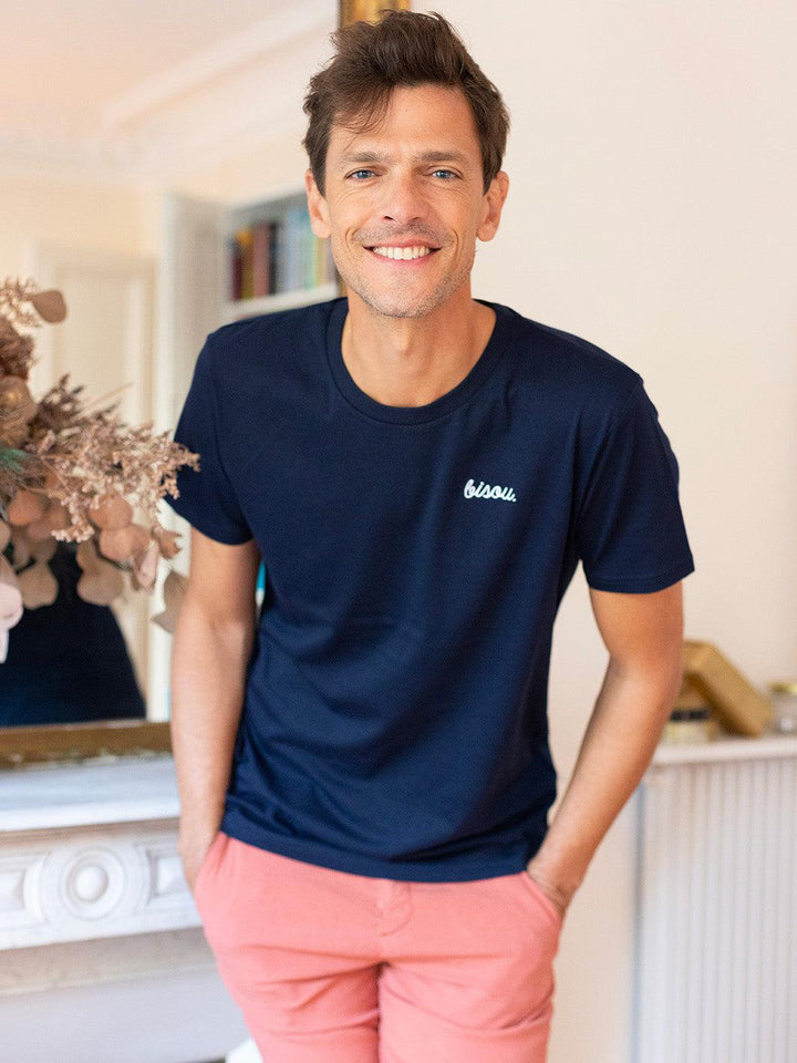 T-Shirt Bisou Bleu marine Logo Blanc