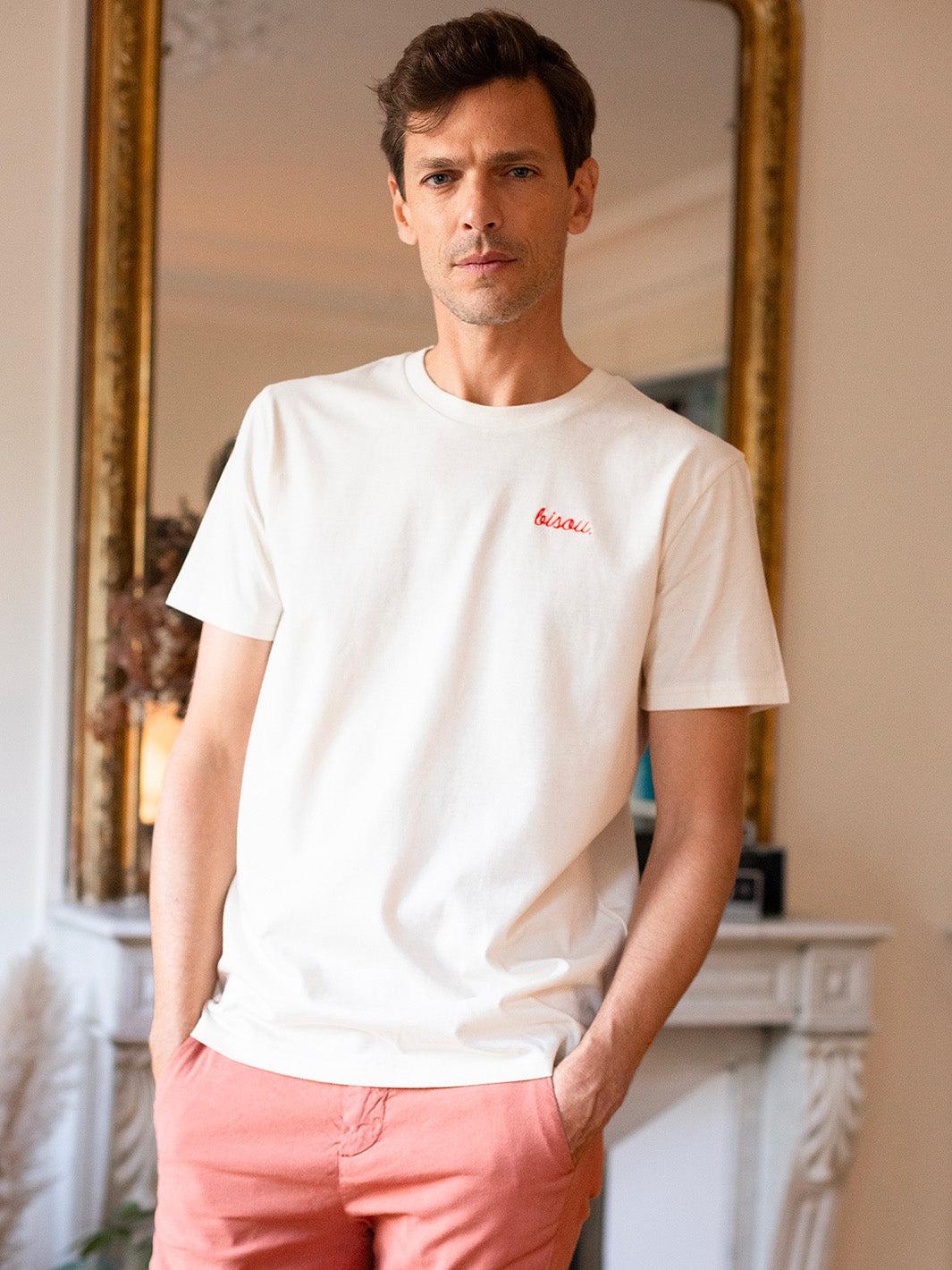 T-Shirt Bisou Crème Logo Rouge dos