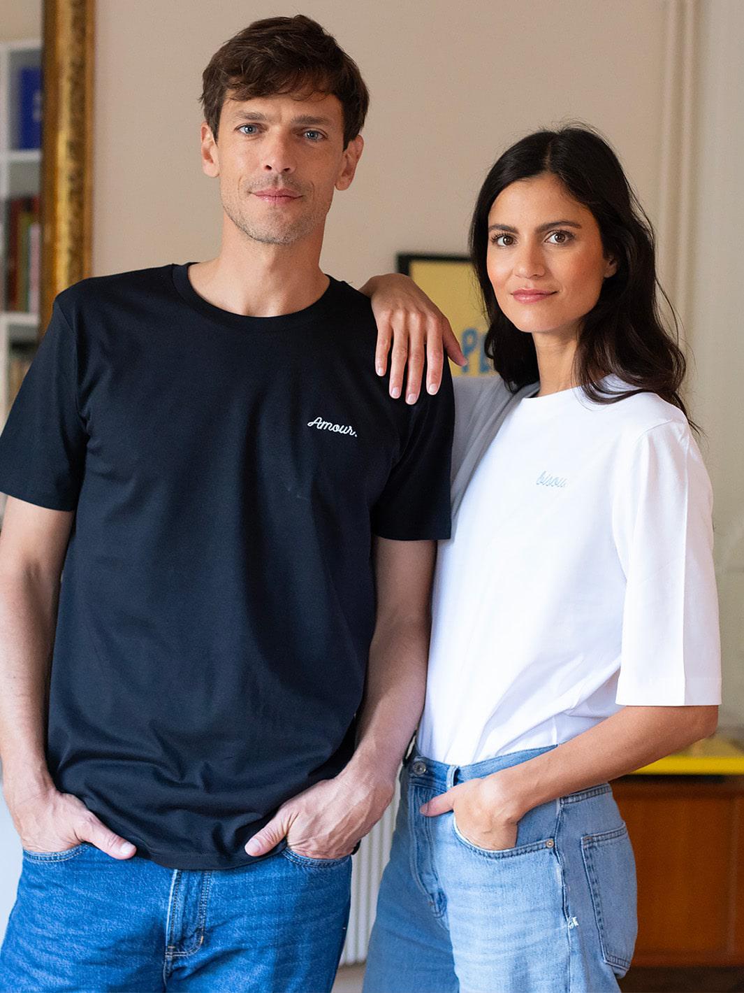 T-Shirt Bisou Blanc Logo Bleu