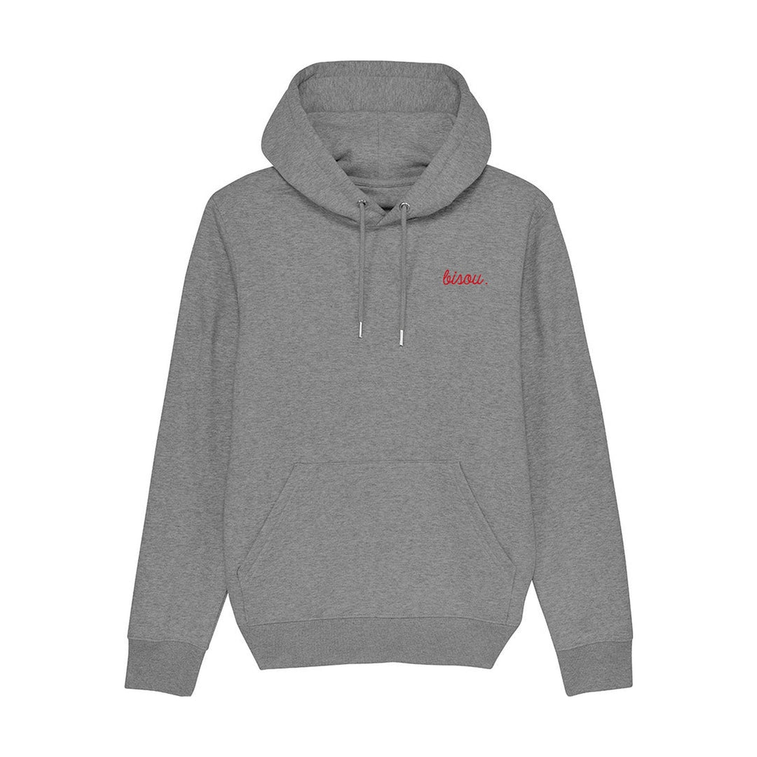 Sweatshirt Capuche Bisou, gris chiné