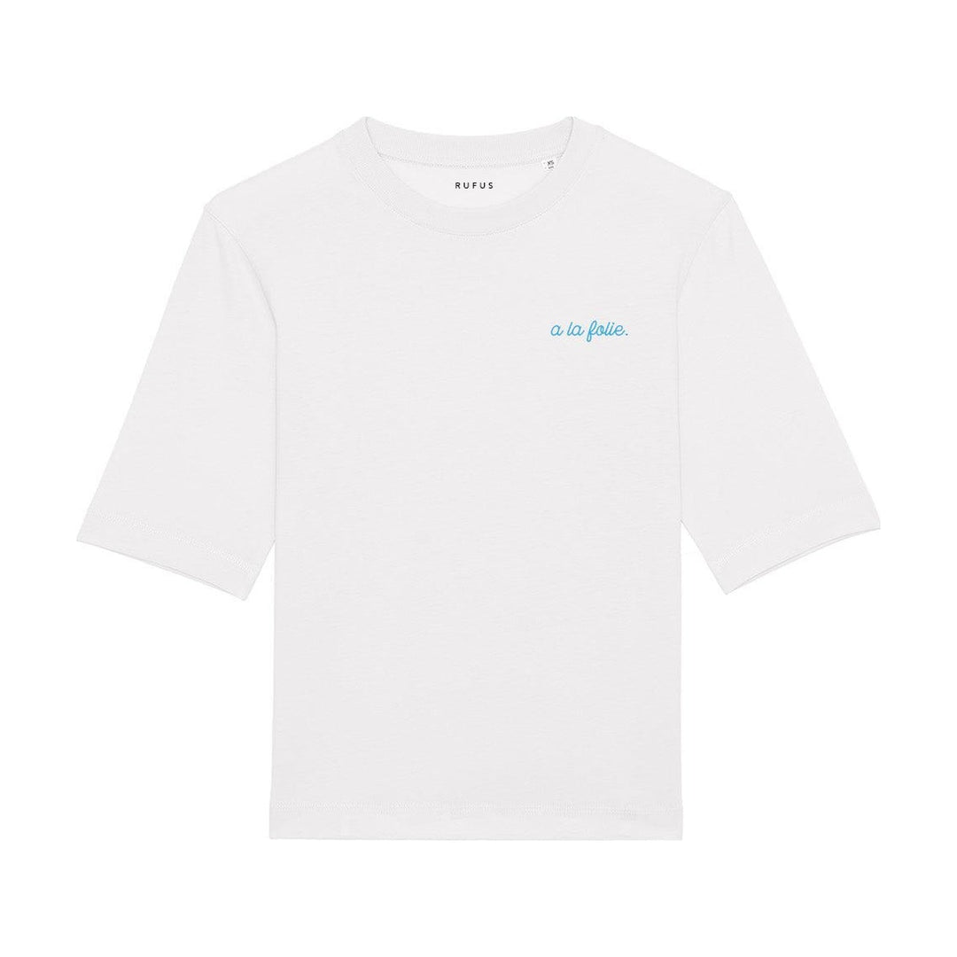 T-Shirt À la folie, blanc, logo bleu