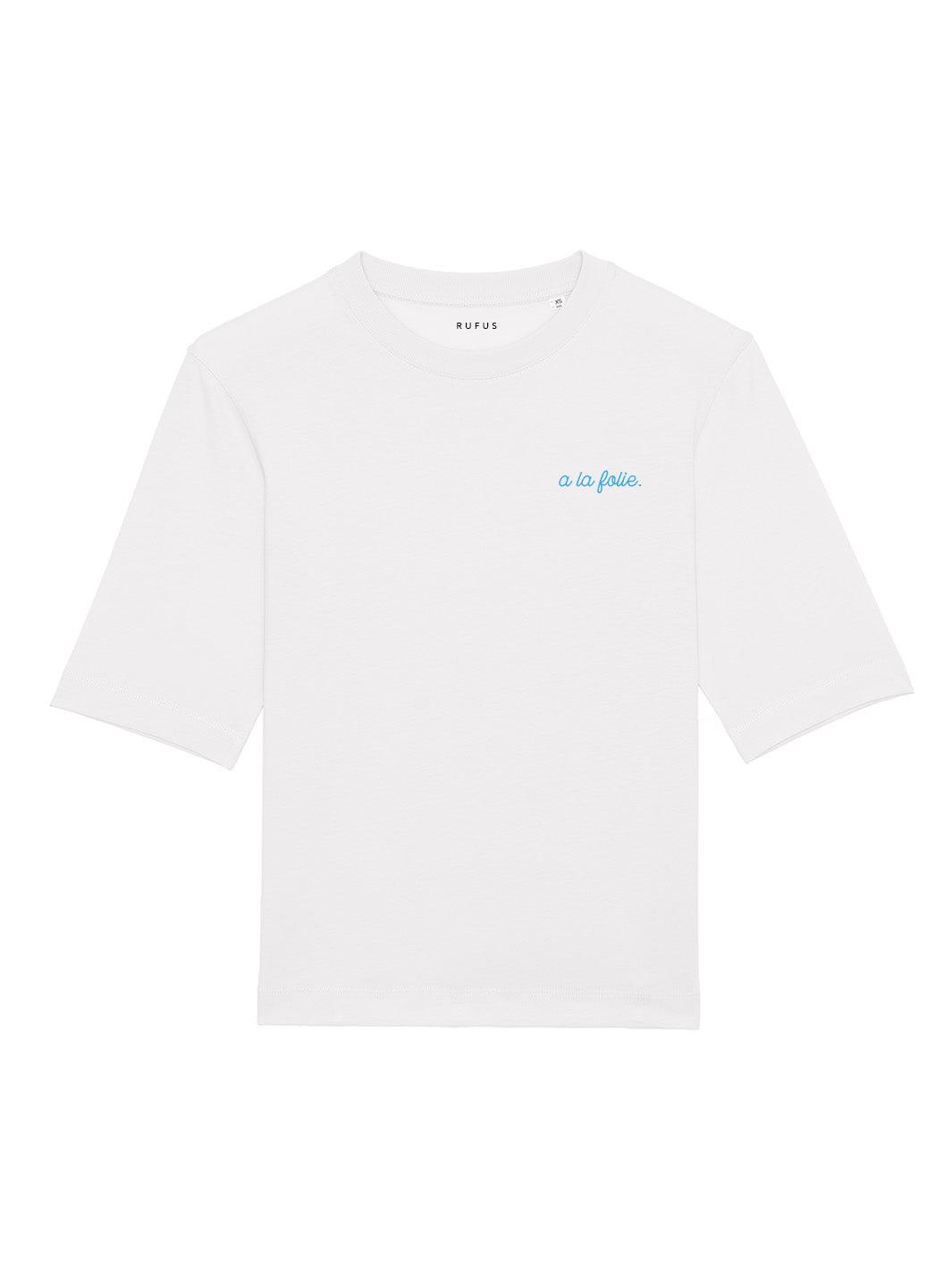 T-Shirt À la folie Blanc Logo Bleu