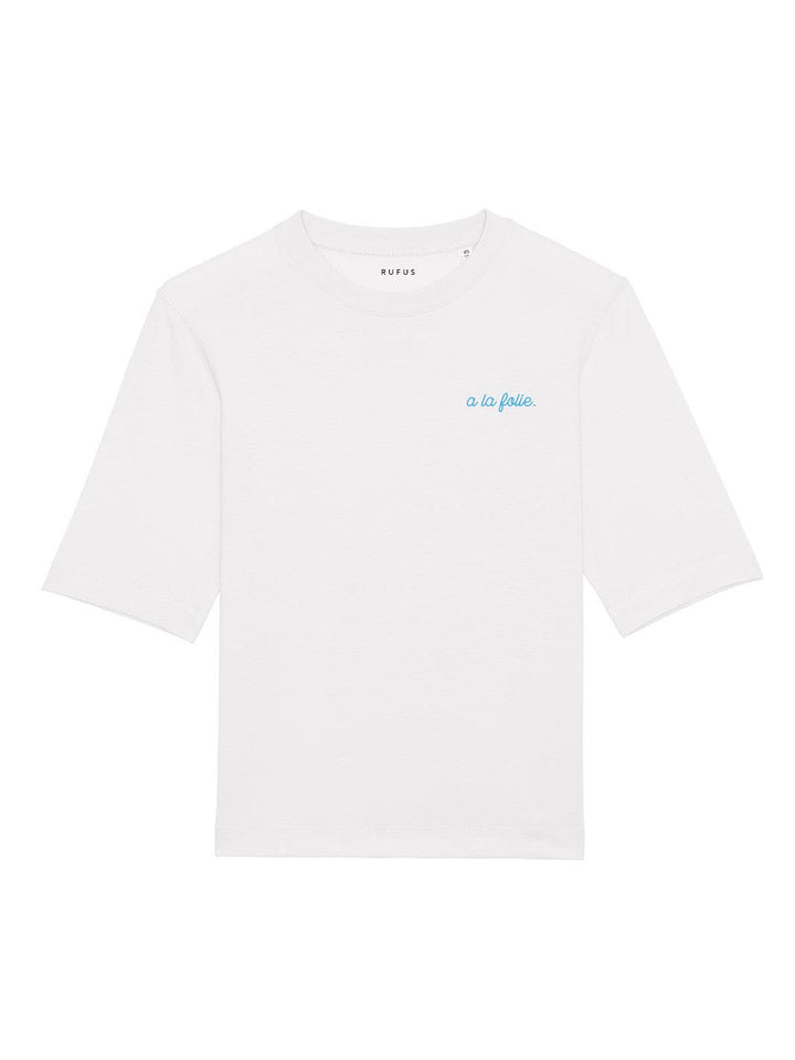 T-Shirt À la folie Blanc Logo Bleu