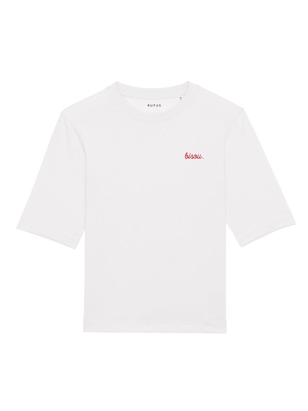 T-Shirt Bisou Blanc Logo Rouge