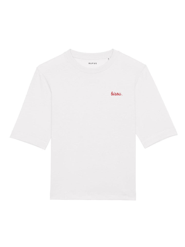 T-Shirt Bisou Blanc Logo Rouge