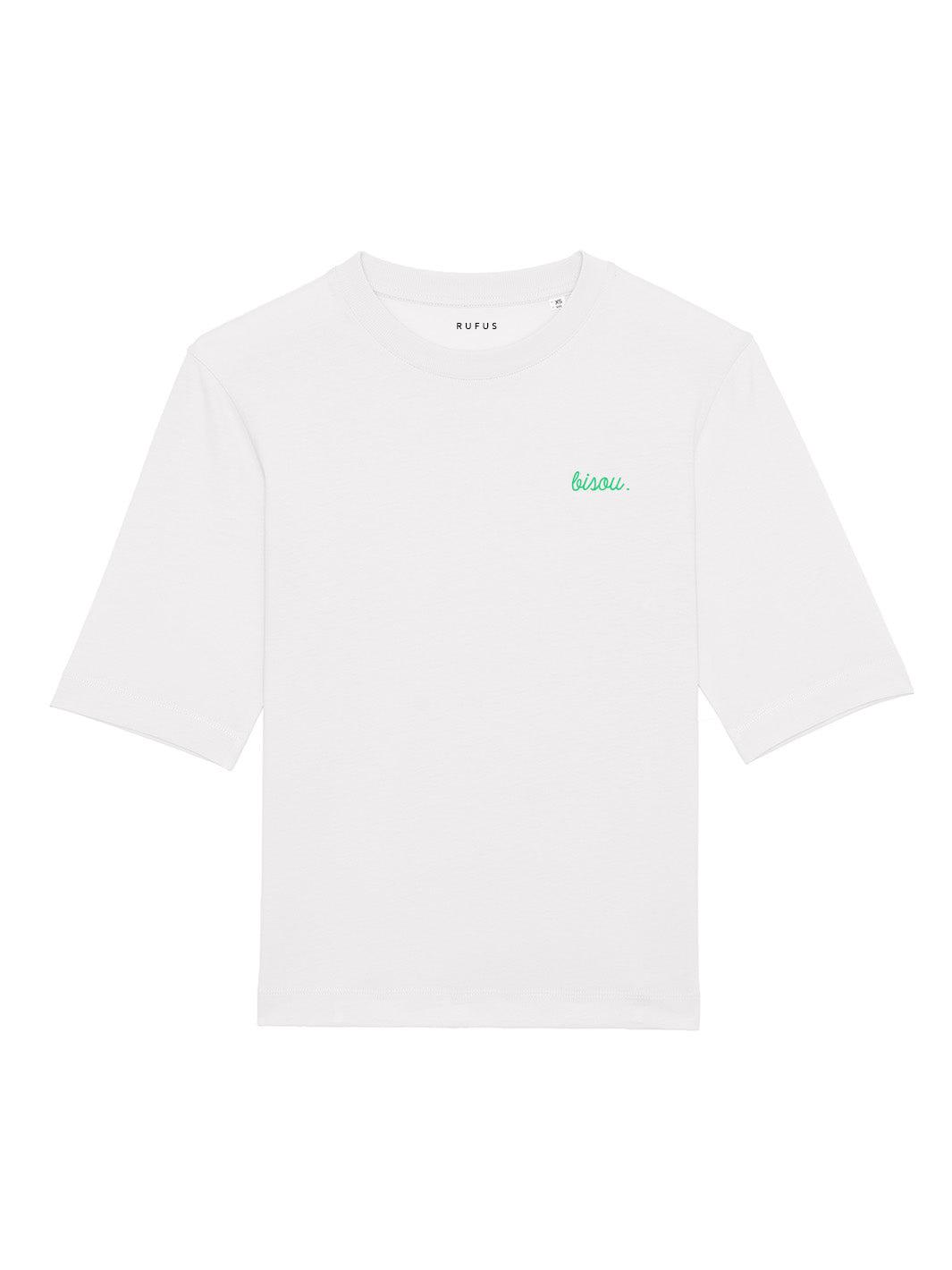 T-Shirt Bisou Blanc Logo Vert