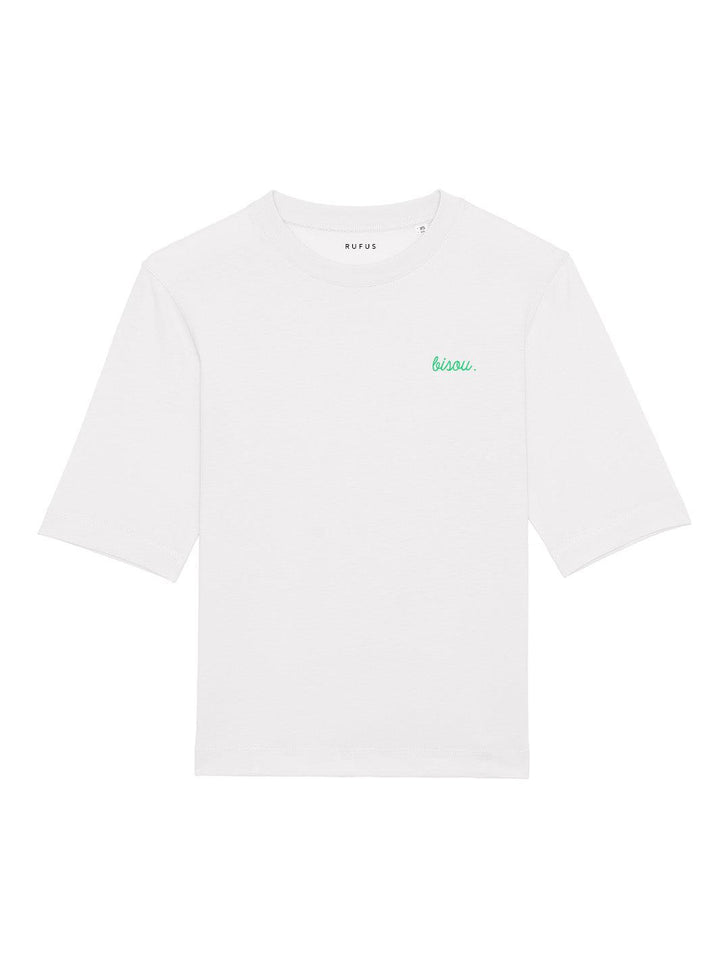 T-Shirt Bisou Blanc Logo Vert